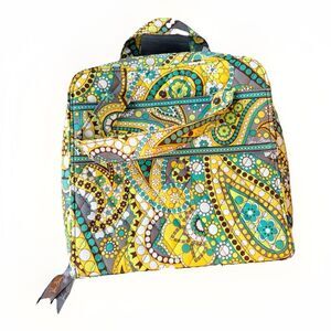 Vera Bradley Tech Organizer Lemon Parfait Bag Tote Zip 9x9 Yellow Paisley